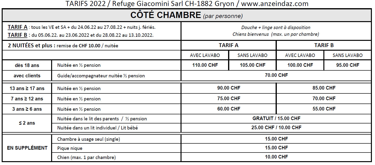 Tarifs 2022_Chambre